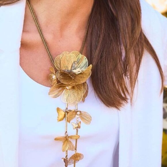 NWT CHICOS Statement Butterfly Filigree Y-Necklace, earrings and bracelet SET. - Picture 1 of 5